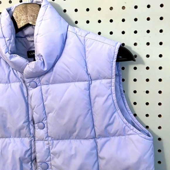 Lands End Women’s Down Filled Sleeveless Vest Light Blue Snap Close Side Pockets - Picture 3 of 9